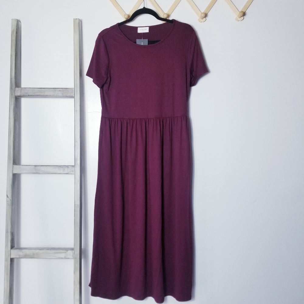 NWT ORANGE CREEK / BATES SISTER BOUTIQUE BURGUNDY LISA DRESS W/ POCKETS SIZE XL